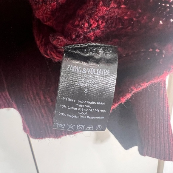Zadig & Voltaire Sweater Women’s S Wool Blend Burgundy Turtleneck Ribbed Dolman - Picture 5 of 8